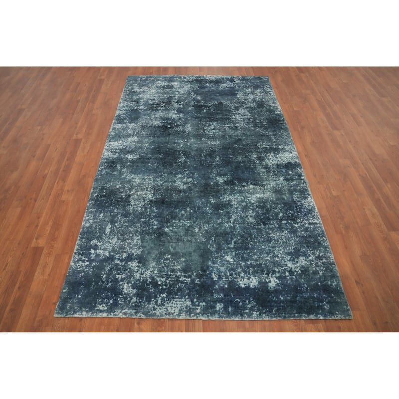 Hand Knotted Oriental Viscose Silk Carpet Modern All-Over Multi-Colored Abstract Area Rug - 7' 11'' X 4' 11''