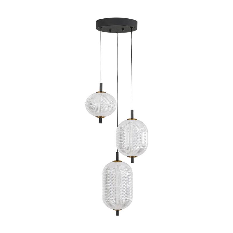 Glam 3-Light Acrylic Drops Dimmable LED Chandelier - N/A