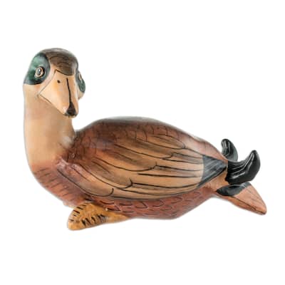 Novica Handmade American Black Duck Ceramic Figurine