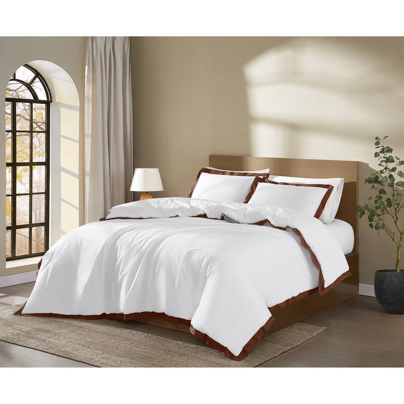 Brooklyn Loom Cotton Hotel Border 3 Piece Comforter Set