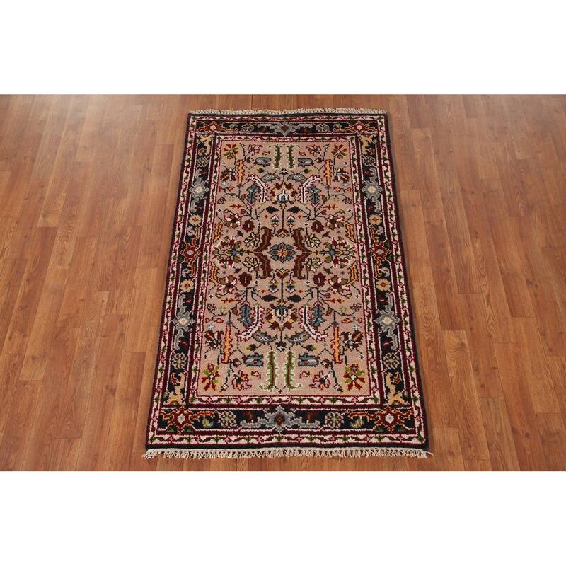 Floral Transitional Oushak Oriental Accent Rug Handmade Wool Carpet - 3'0"x 4'11"