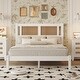 preview thumbnail 2 of 30, Full Size Platform Bed with Natural Rattan Headboard, Minimalist Design