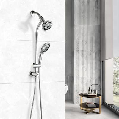 YASINU 26" Drill-Free Slide Bar Combo Rain Showerhead 7-Setting Spa System