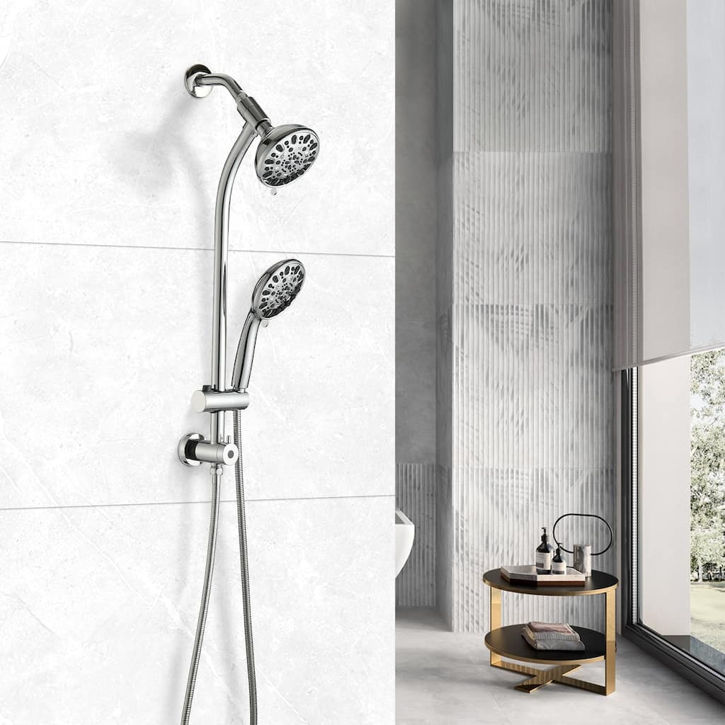 YASINU 26" Drill-Free Slide Bar Combo Rain Showerhead 7-Setting Spa System