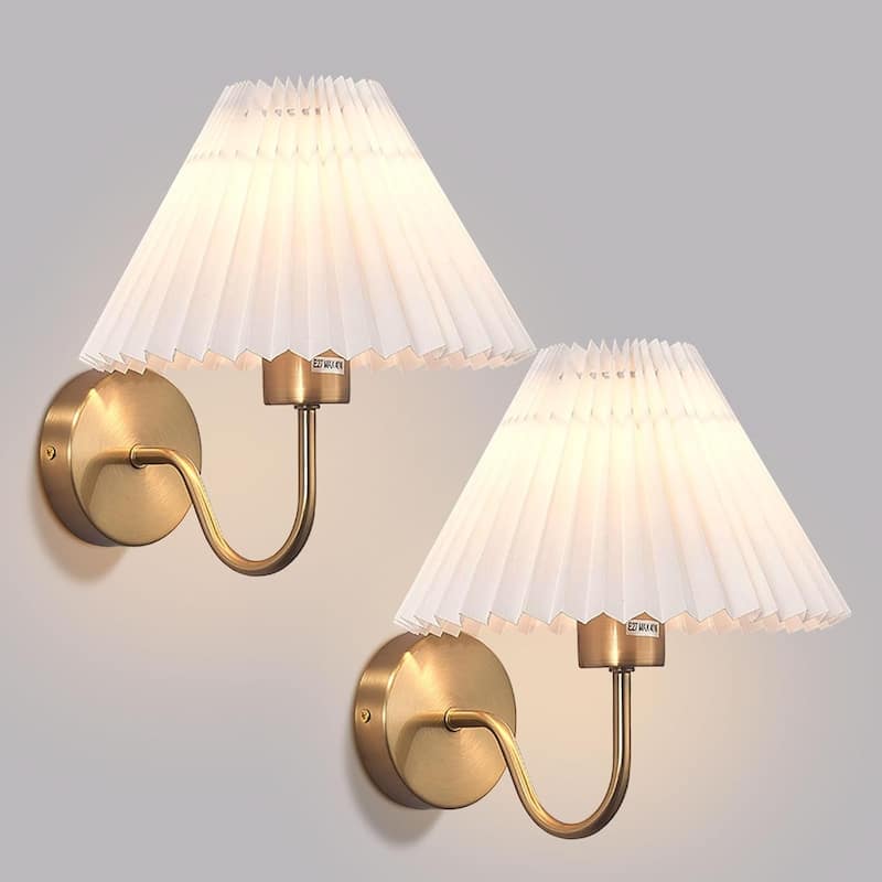Sets of 2 fixtures light gold wall light metal, acrylic vanity light