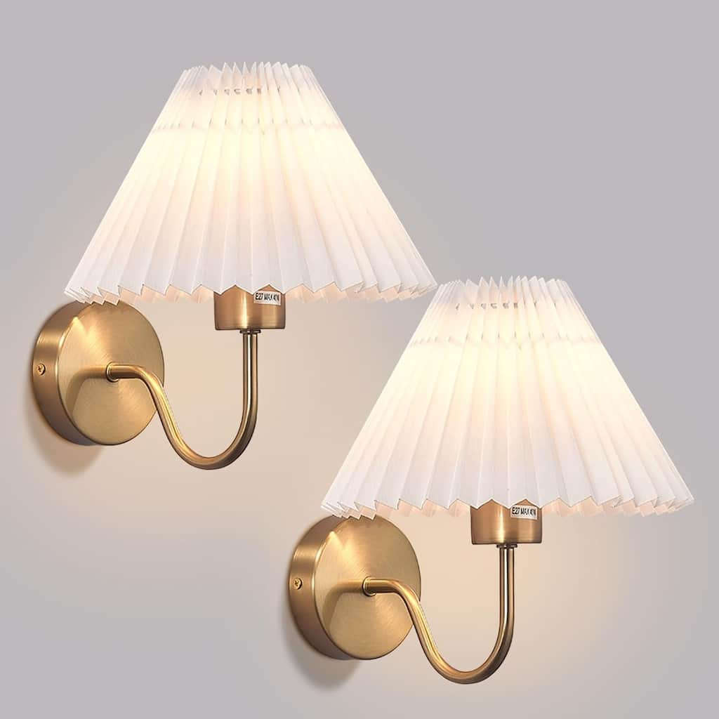 Sets of 2 fixtures light gold wall light metal, acrylic vanity light