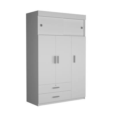Chile Armoire Three Door Cabinet with Two Drawers, Adjustable Top Shelves, Metal Hardware - N/A