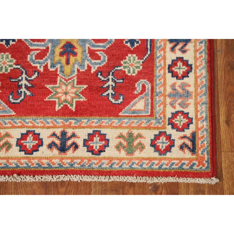 Red Traditional Kazak Oriental Foyer Rug Hand-Knotted Wool Carpet - 2'0"x 3'0"