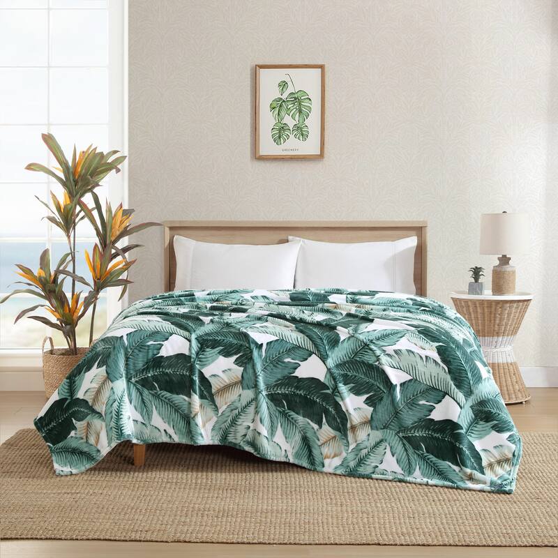 Tommy Bahama Printed Ultra Soft Plush Reversible Blanket