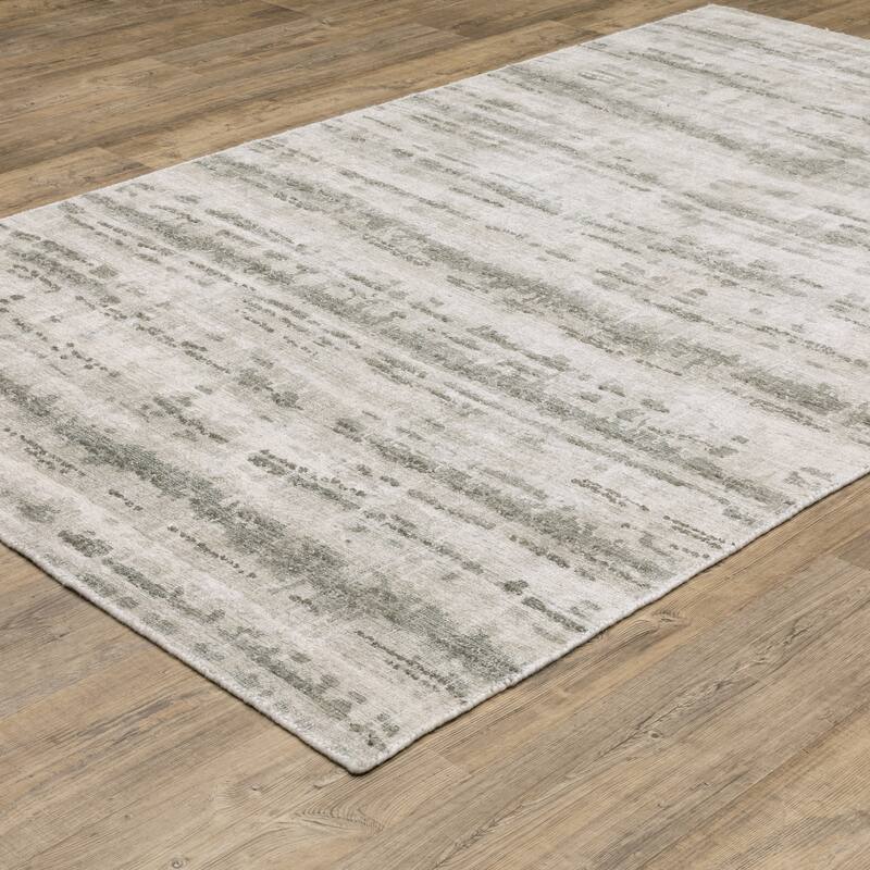 Cameryn Textural Distressed Stripe Beige/ Green Area Rug