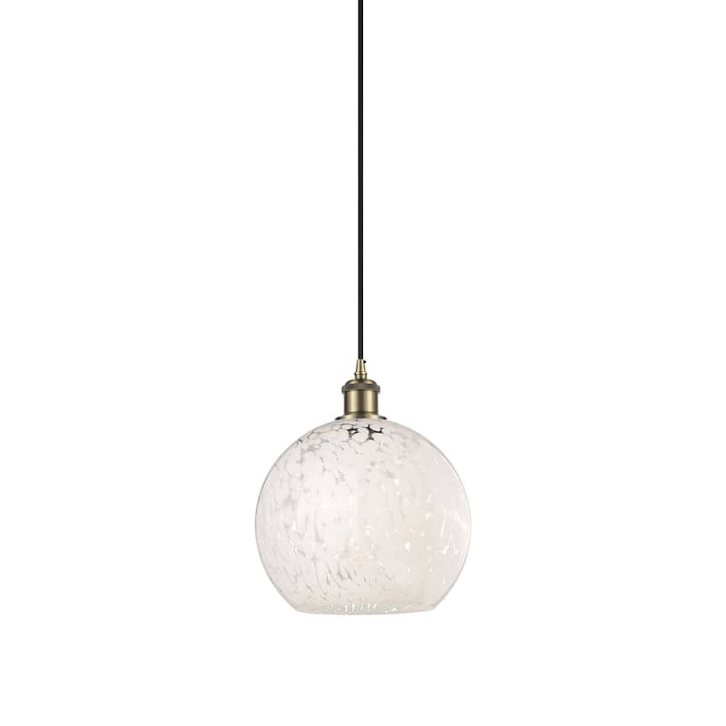 Innovations Lighting 516-1P-12-10 White Mouchette Pendant White - Antique Brass