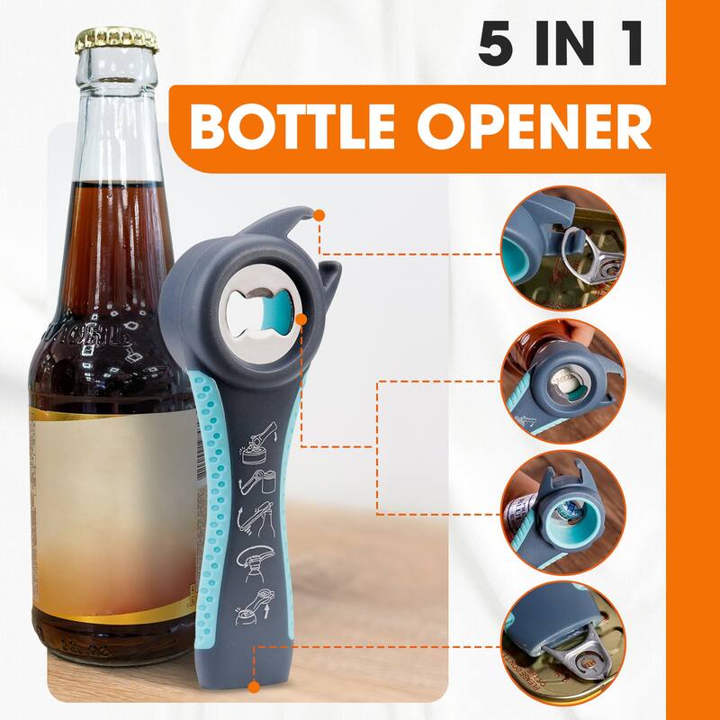 Cheer Collection Jar Opener Kit Versatile 4 Piece Set for Easy Lid and Bottle Opening