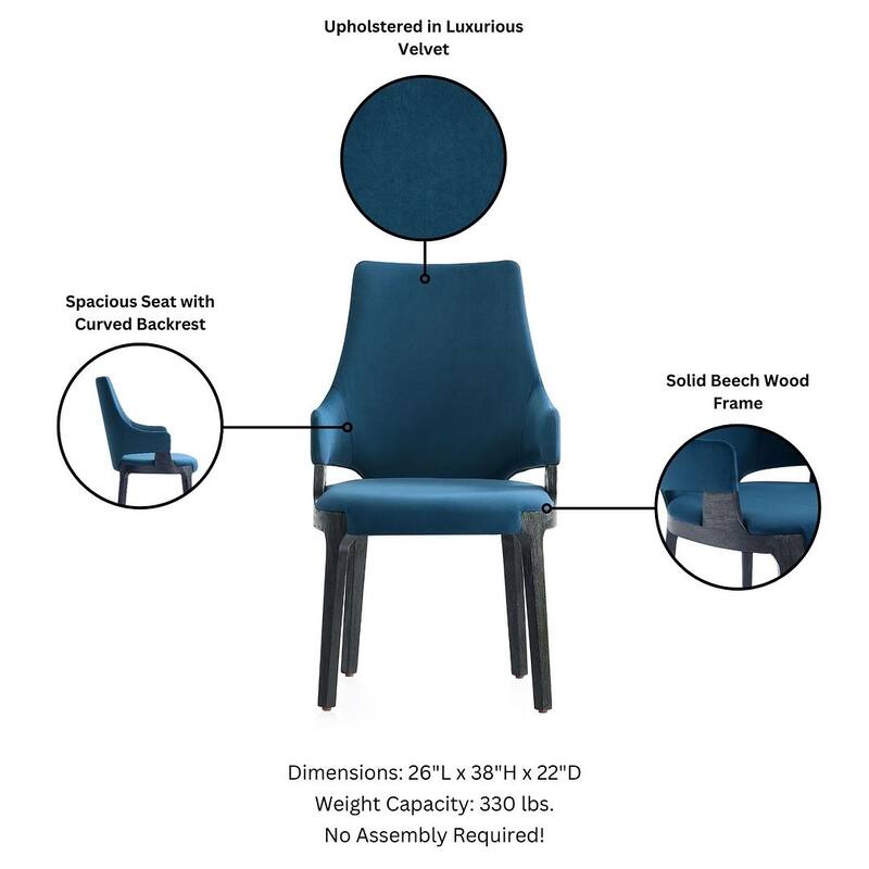 Manhattan Comfort Kara Modern Velvet Upholstered Dining Arm Chair