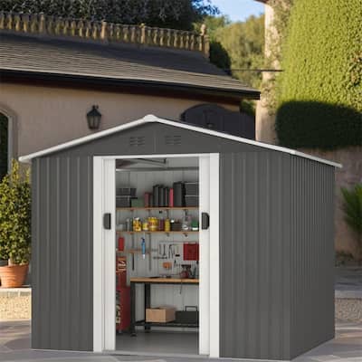 Outdoor Steel Storage Shed with Lockable Sliding Doors and Vents