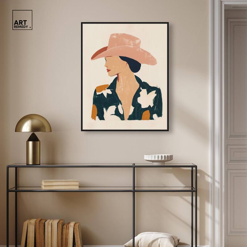 Woman in the Pink Hat Canvas by Art Remedy