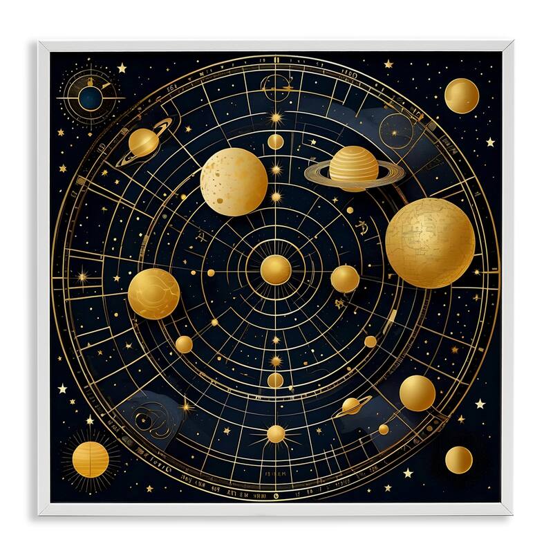 Stupell Astral Planets in Solar System Framed Giclee Art Design By Tabz Jones - 12 x 12 - White