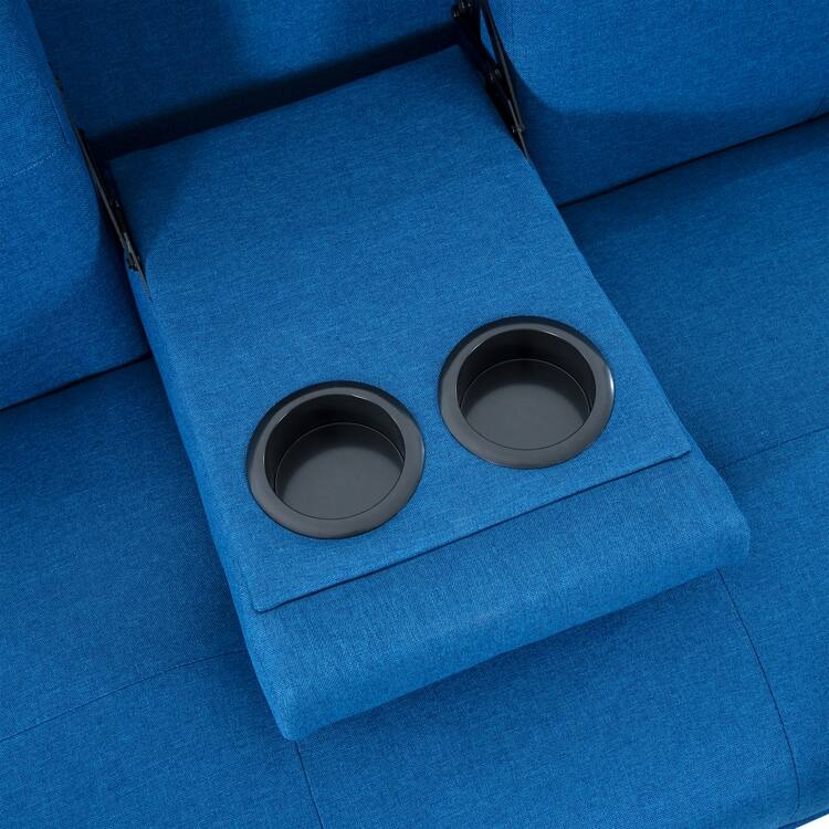 Futon Sofa Bed Couch with Armrest & Cupholders, Faux Leather Sofa Bed Couch Convertible Folding Reclining Small Couch