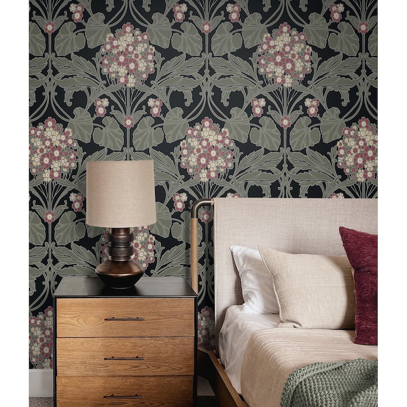 Seabrook Designs Floral Hydrangea Nonwoven Unpasted Wallpaper