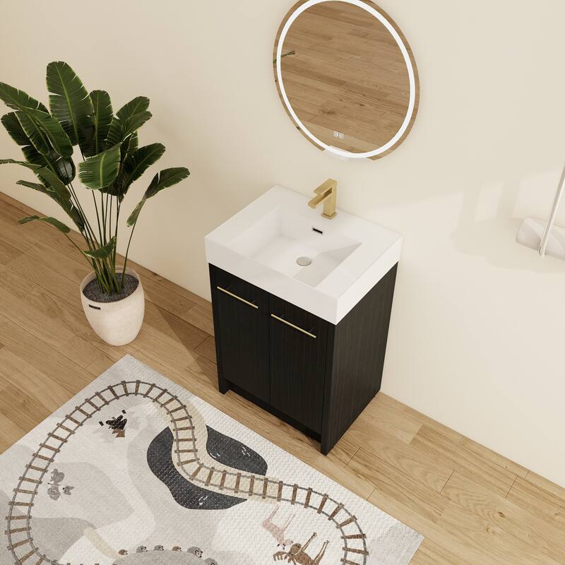 Malwee 24"/30"/36"/48" Bathroom Vanity with Sink, FreeStanding Vanity with Soft Close Doors and adjustable shelf