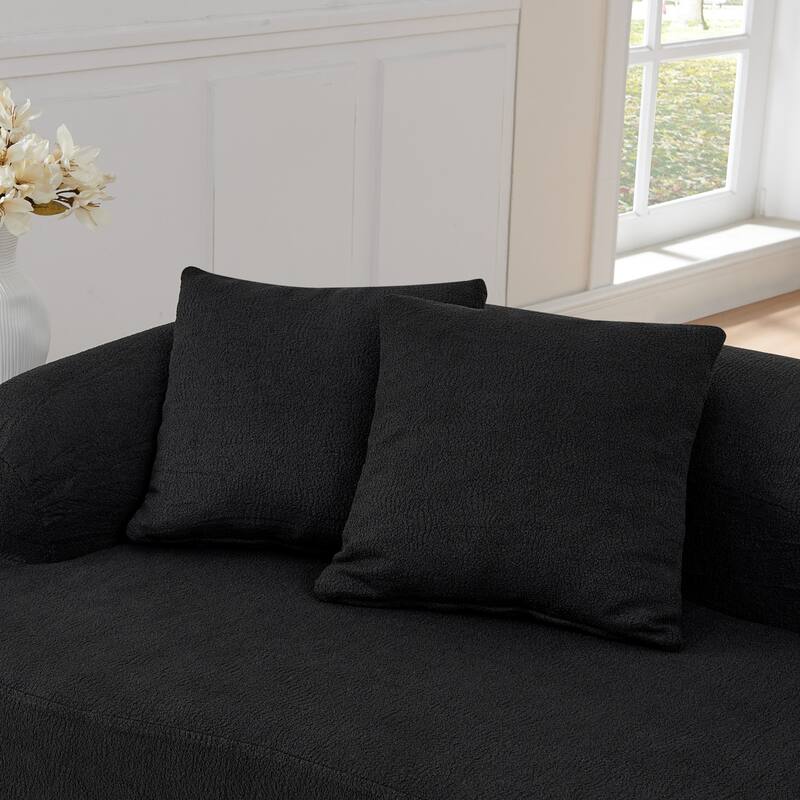 Curved Modular Sectional Sofa In Lamb'S Wool Fabric, Modern Minimalist Style,Compressed (No Assembly Required)
