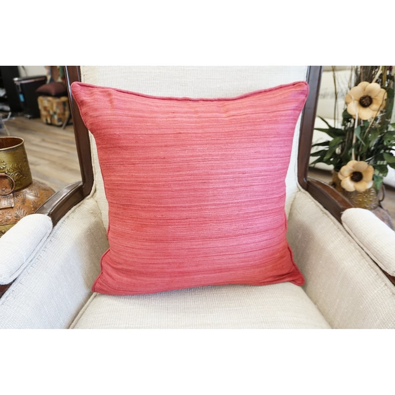 Home&Manor Raw Silk Throw Pillow 18" Red