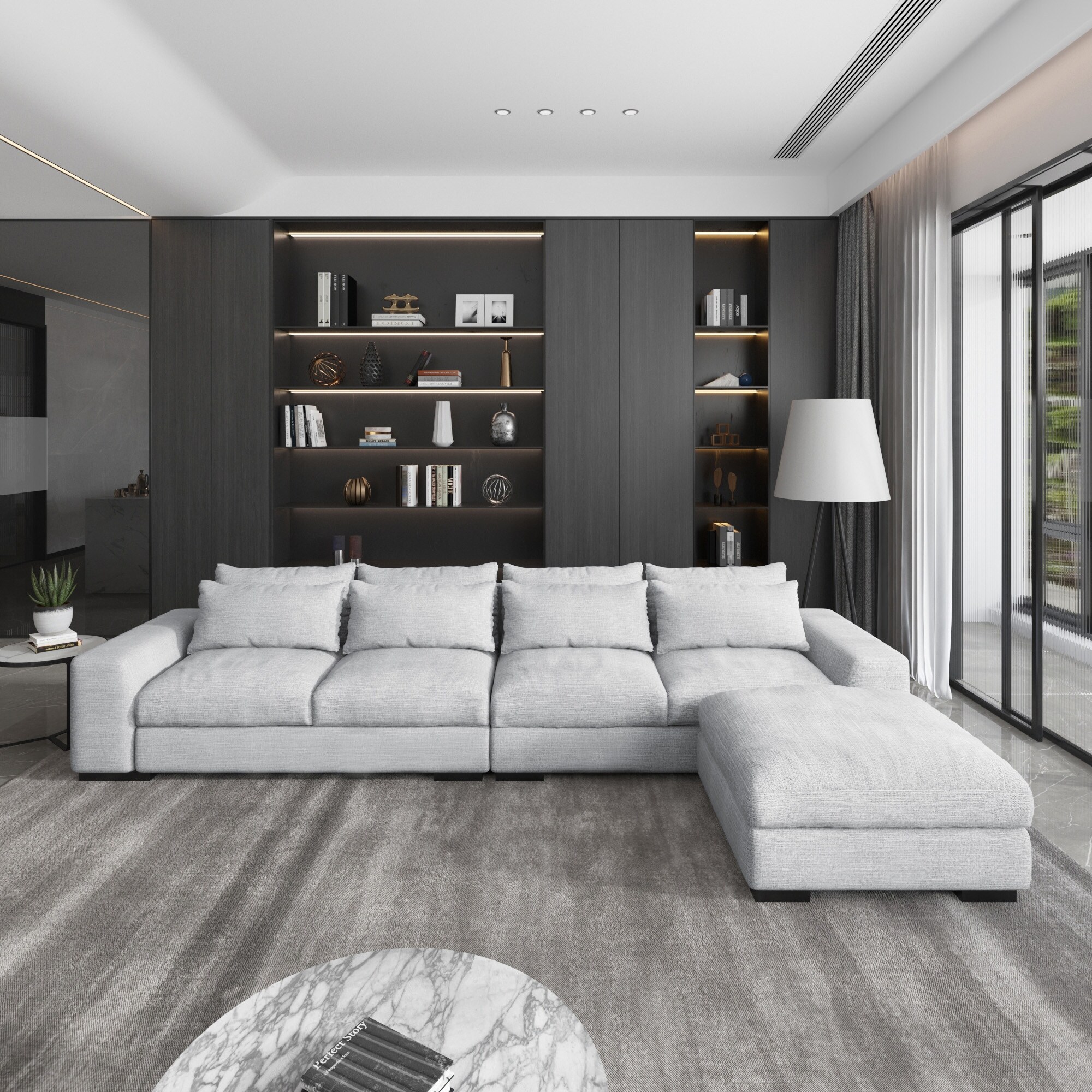 L shaped Sectional Down Sofa and Chaise Light Grey Bed Bath