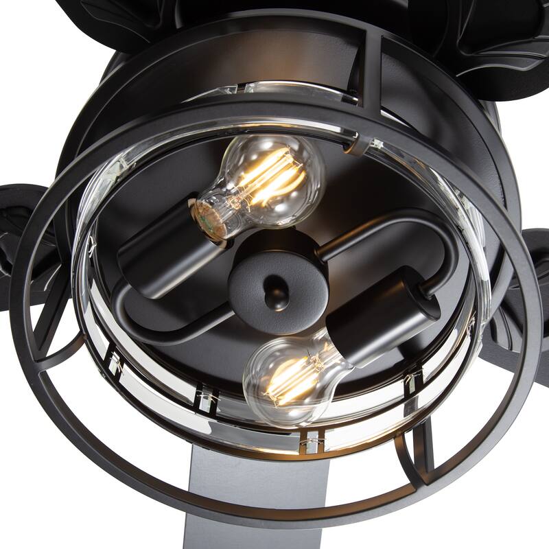 52-inch Reversible Wood 5-Blade Caged Ceiling Fan with Light and Remote