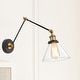 preview thumbnail 1 of 9, Modern Industrial 1-Light Swing Arm Sconces Clear Glass Wall Light for Bedroom Living Room L20"(adjustable)xW7.25"xH14"
