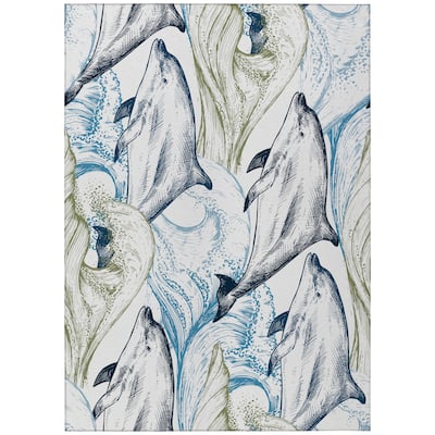 Indoor/Outdoor Harpswell Sea Life Washable Rug