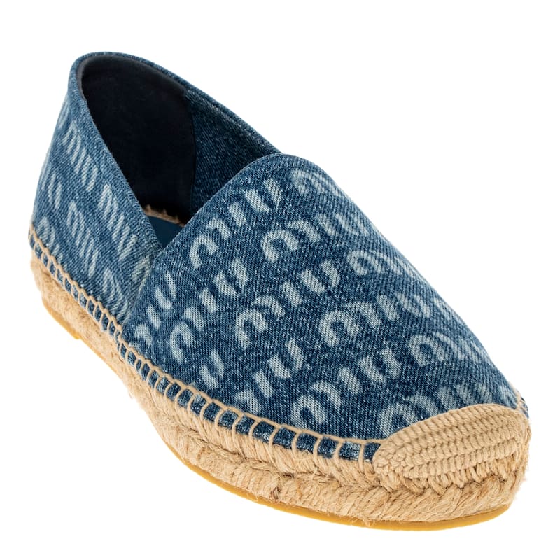Miu Miu Denim Logo Espadrilles - 40 EU