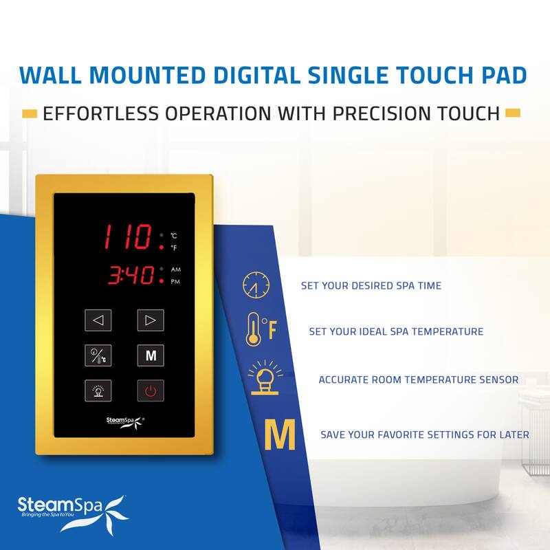 Oasis Series 9000-Watts Steam Generator with Continuous Steam Plus Easy Touch Pad and Auto Drain