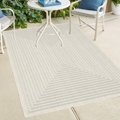 Indoor/Outdoor Area Rug/ Runner/ Doormat- Natural & Black & Red & Ivory Color -Machine Washable, Weather and UV Resistant-Viola