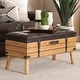 preview thumbnail 10 of 11, Amena Dark Brown PU Leather and Oak Wood Large Storage Ottoman