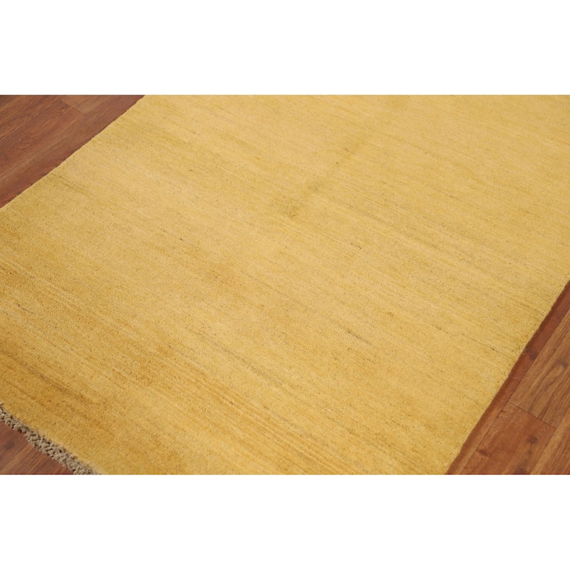 Yellow Gabbeh Oriental Runner Rug Hand-Knotted Wool Carpet - 3'4"x 6'8"
