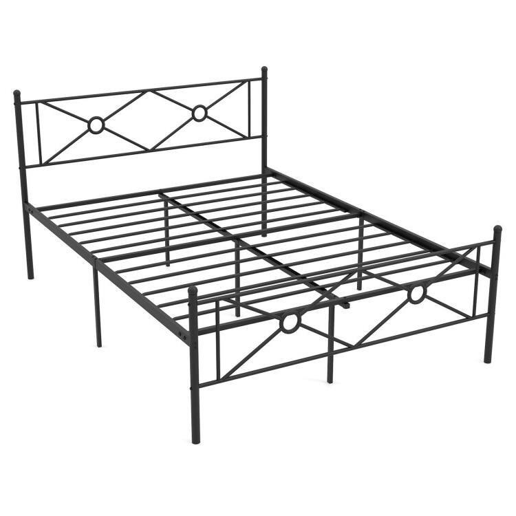 Sturdy Metal Bed Frame with Headboard and Footboard for Bedroom - Queen