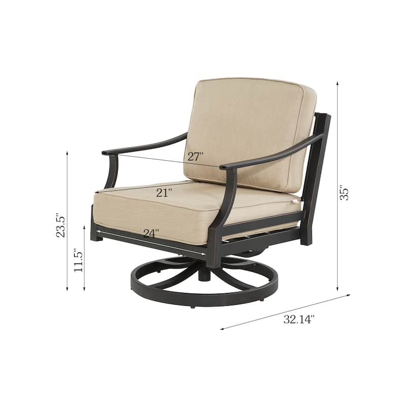 Arriona Swivel Patio Converstion Chair with Sunbrella Cushions