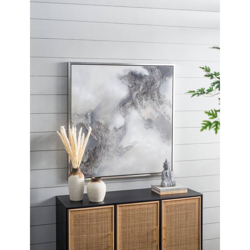 39.4x39.4" Stormy Skies Framed Hand-painted Wall Art