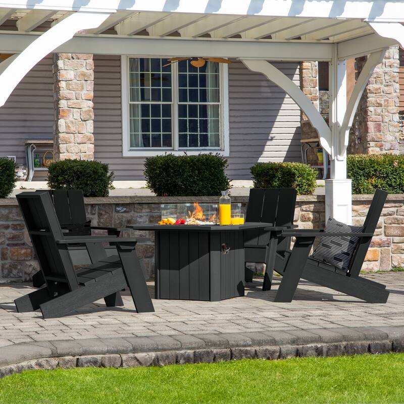 HIGHWOOD Modern Adirondack 5-Piece Fire Pit Conversation Set
