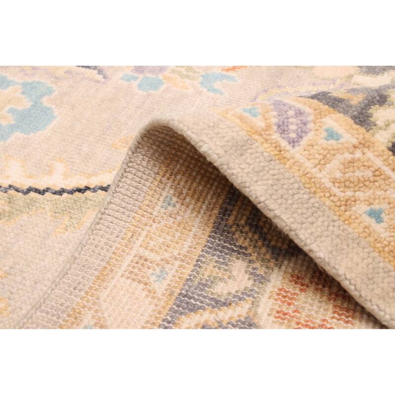 ECARPETGALLERY Hand-knotted Modern Oushak Light Grey Wool Rug - 6'1 x 9'1