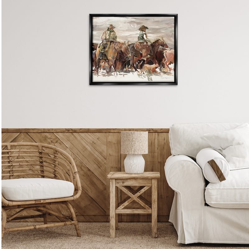 Stupell Round Up Cowboys Framed Floater Canvas Wall Art Design By Marilyn Hageman