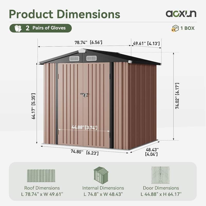 Outdoor Storage Shed with Lockable Doors and Air Vents for Garden