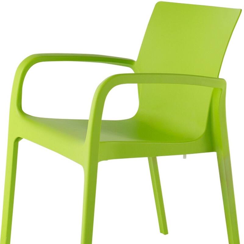 HomeRoots Set of Two Green Heavy Duty Plastic Outdoor Stacking Dining Chairs