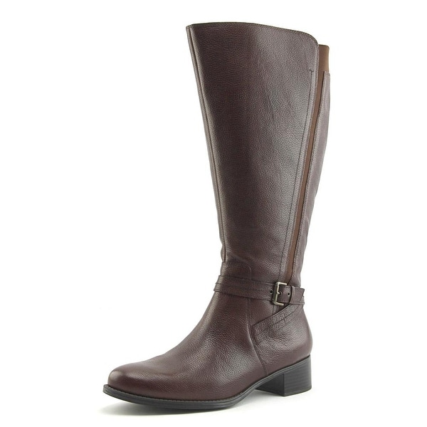 Naturalizer Wynnie Wide Calf Women WW Round Toe Leather Brown Knee High Boot