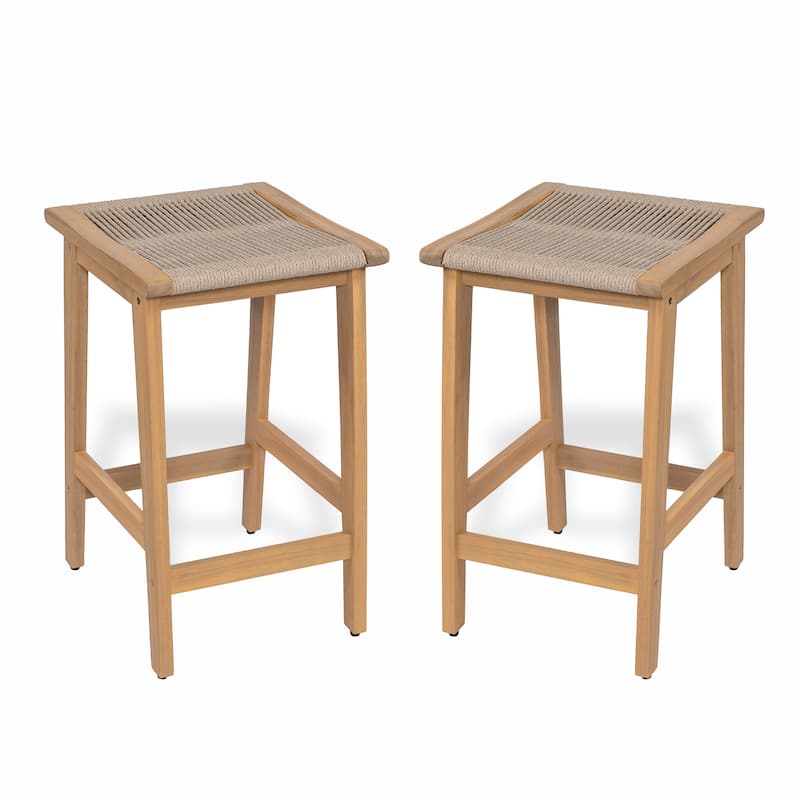 Christopher Knight Home- Lingard Acacia Wood Backless Patio Counter Stool(Set of 2)