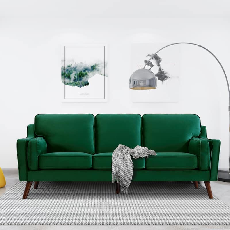 Sofa Couches Velvet 3-Seater Sofa with 5.9" Upholstered Cushion for Living Room/Apartment/Office - Green