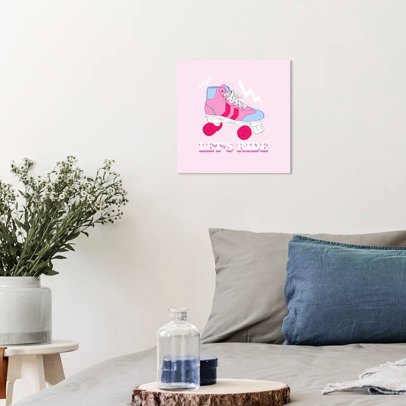 Wynwood Studio Prints Sports and Teams Let's Ride Rollerskate Pink and Pastel Pink Modern & Contemporary Wall Art Canvas Print - 12 x 12