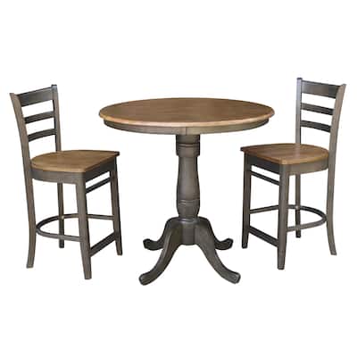 36" Round Counter Height Table With 2 Emily Stools - 3 Piece Set