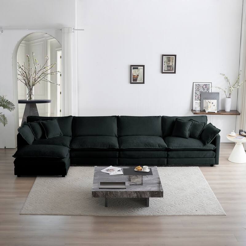 Cloud Chenille Upholstered Modular Sectional Sofa with DIY Combination Design