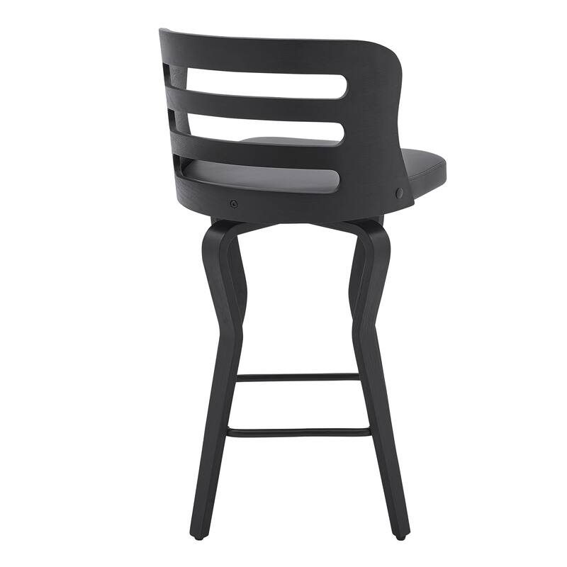 Verne 26" Swivel Faux Leather and Wood Bar Stool - Counter Height - 23-28 in.