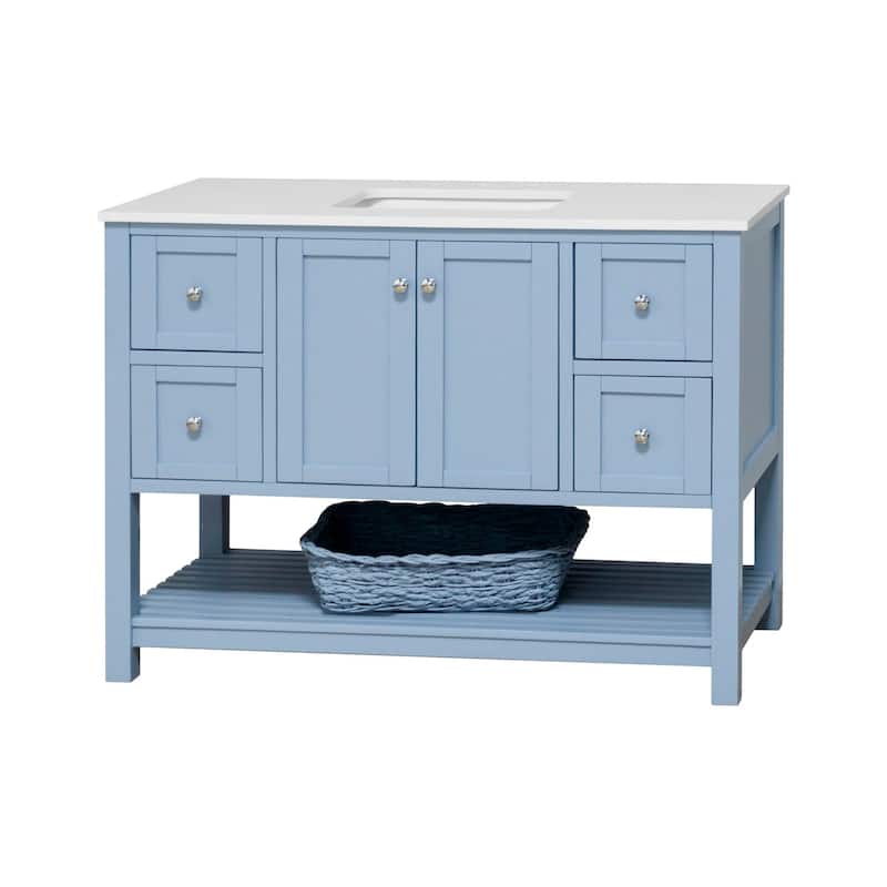 KitchenBathCollection Lakeshore 48" Bathroom Vanity with Engineered White Top